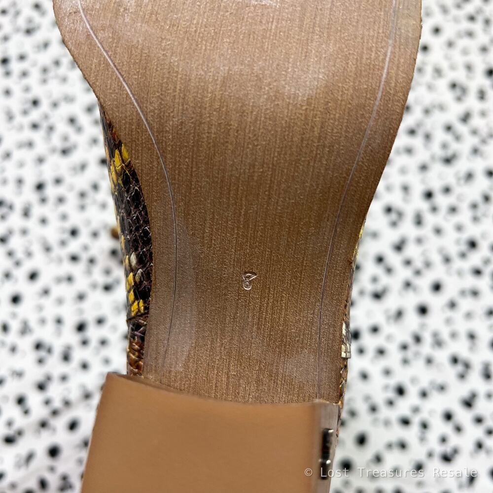 Sam Edelman | Lindsey Yellow Brown Snake Print Tall Leather Western Heel Boots 8 - Picture 10 of 11